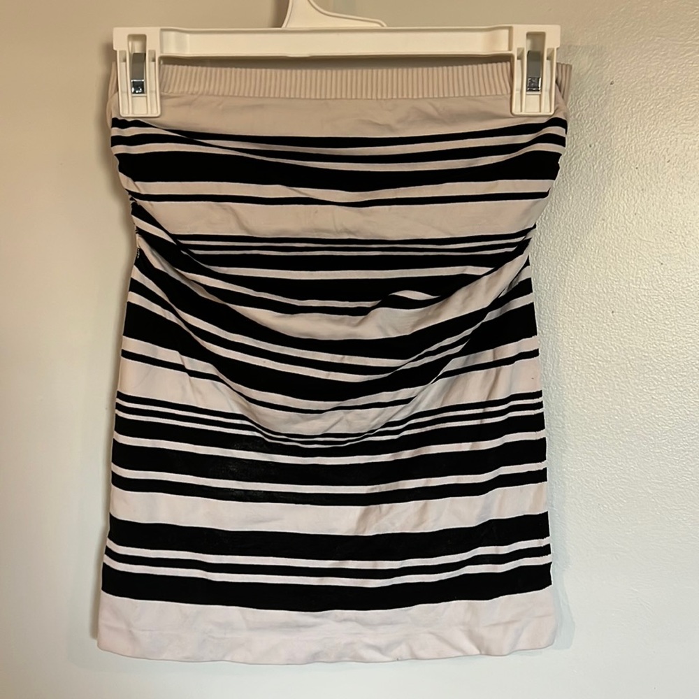 Black and white striped tube top size small